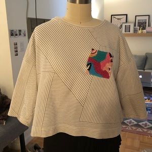 Anthropologie cropped 3/4 sleeve sweatshirt